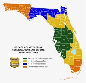 Grease Police Service Map Of Florida Dry Ice Blasting - Map Of Florida With Florida Panther Habitat Highlighted, HD Png Download, Transparent PNG
