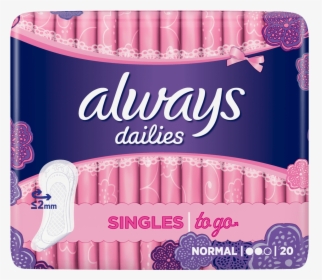 Always Dailies Singles To Go Pantyliners - Always Dailies Singles To Go, HD Png Download, Transparent PNG