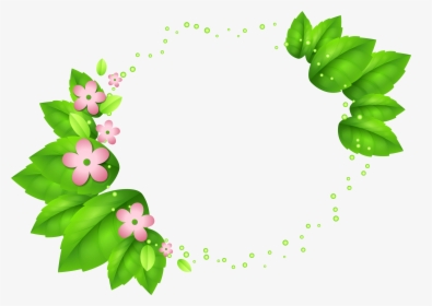 Green Spring Decor With - Round Green Leaf Frame Png, Transparent Png, Transparent PNG