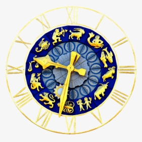 Clock, Zodiac Sign, Time Of, Pointer, Dial Gold, Blue - Old Town Hall, HD Png Download, Transparent PNG