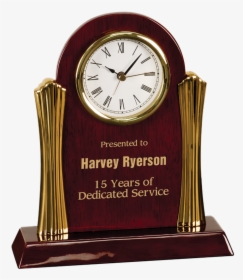 Rosewood Piano Finish Arch Desk Clock With Gold Columns - Retirement Clock Gift, HD Png Download, Transparent PNG