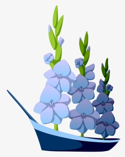 Gladiolus, Blue, Flowers, Ship, Sailboat, Three-masted, HD Png Download, Transparent PNG