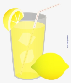 Iced Glass Straw Lemon Wedge Clip Art - Lemonade Clip Art, HD Png Download, Transparent PNG