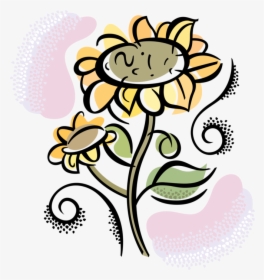 Vector Illustration Of Garden Sunflowers Growing In, HD Png Download, Transparent PNG