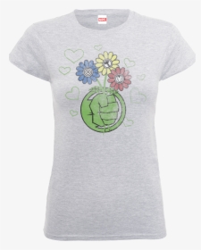 Marvel Avengers Hulk Flower Fist Women S T-shirt - Active Shirt, HD Png Download, Transparent PNG