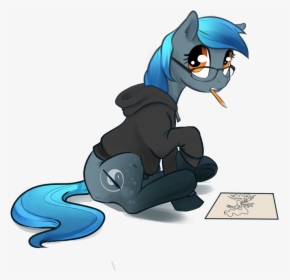 Silfoe, Clothes, Drawing, Earth Pony, Glasses, Hoodie, - Cartoon, HD Png Download, Transparent PNG