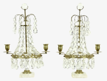 Pair 1900 Antique Candelabra, Marble, Brass & Crystal - Earrings, HD Png Download, Transparent PNG