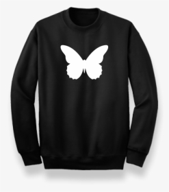 Black Jumper With White Butterfly Print - Black T Shirt With Butterfly Print, HD Png Download, Transparent PNG
