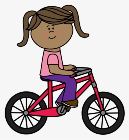 Girl Riding A Bicycle Clip Art - Girl Riding Bike Clipart, HD Png Download, Transparent PNG
