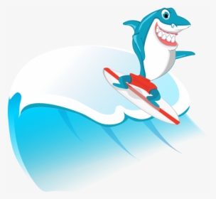 Clipart Shark Surfing Cartoon, HD Png Download, Transparent PNG
