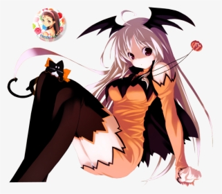 Halloween Anime Girl Render Hallowen Org Png Cute Neko - Cute Anime Girl Halloween, Transparent Png, Transparent PNG