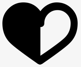 Heart Half Outline - Half Black Half White Heart, HD Png Download, Transparent PNG