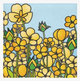 Buttercup Flower Field Yellow Floral Arrangement Square - Cartoon, HD Png Download, Transparent PNG