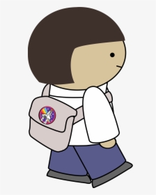 Clipart Backpack Small Backpack - Cartoon Character With Backpack, HD Png Download, Transparent PNG