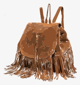 Brown,backpack,bag - Leather Fringe Backpack Purse, HD Png Download, Transparent PNG