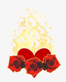 Heart, Flame, Fire, Love, Romance, Symbol, Flowers - Garden Roses, HD Png Download, Transparent PNG