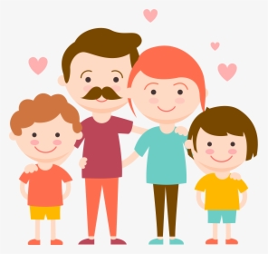 Hand Drawn Cartoon Family Decoration Vector , Png Download - Love My Family Cartoon, Transparent Png, Transparent PNG
