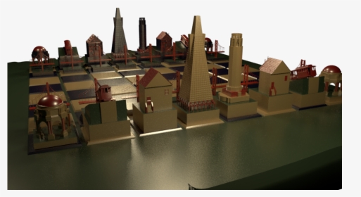 3d Chess Set Of San Francisco Skyline Created In Maya - Scale Model, HD Png Download, Transparent PNG