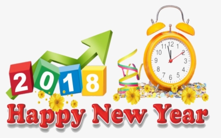 Transparent New Year Clock Png - Happy New Year 2018 Clipart, Png Download, Transparent PNG