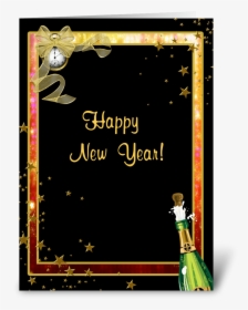 Happy New Year, Champagne, Clock, Stars Greeting Card - Raksha Bandhan, HD Png Download, Transparent PNG