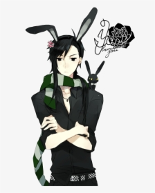 Guy With Bunny Ears Anime , Png Download - Black Bunny Anime Boy, Transparent Png, Transparent PNG