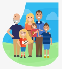 Happy Family Of Parents, Three Children, And A Grandfather - Family Of Five, HD Png Download, Transparent PNG