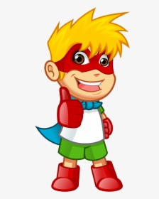 Superhero Boy Standing With Hands On Hips And Thumbs-up - Thumbs Up Superhero Clipart, HD Png Download, Transparent PNG