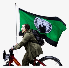 Anonymous Bike Green Flag Activism Ride Mask Guyfawkes - Hybrid Bicycle, HD Png Download, Transparent PNG