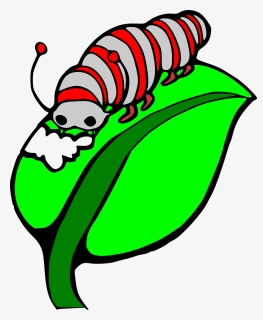 Caterpillar On A Leaf Clipart Panda Free Images - Caterpillar Eating Leaf Cartoon, HD Png Download, Transparent PNG