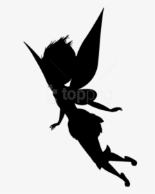 And White,fictional Character,mythical Creature,wing,art,clip - Fairy Silhouette No Background, HD Png Download, Transparent PNG