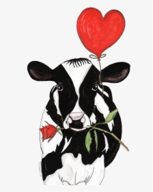 Rose Cartoon Cow Pictures, Valentine Cartoon, Cow Clipart, - Love Cow, HD Png Download, Transparent PNG