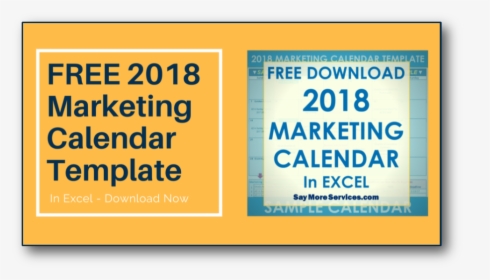 Free 2018 Marketing Calendar Template Download H-shadow - Download Free Excel Calendar 2018, HD Png Download, Transparent PNG