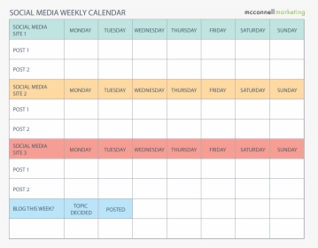 Weekly Social Media Calendar Main Image - Blank Weekly Calendar Template Social Media, HD Png Download, Transparent PNG