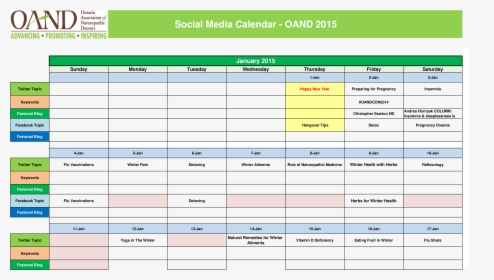 Content Marketing Editorial Calendar Template Free HD Png Download