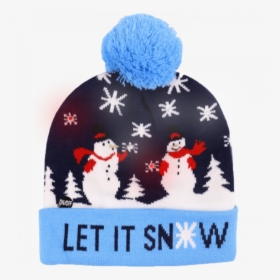 Led Light Up Knitting Christmas Let It Snow Hat - Christmas Day, HD Png Download, Transparent PNG
