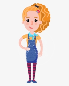 Cute Blonde Girl In Flat Style Cartoon Character - Blonde Woman Cartoon Character, HD Png Download, Transparent PNG