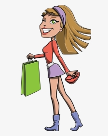 Cartoon Girl Shopping Png, Transparent Png, Transparent PNG