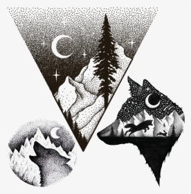 Временная Тату Горный Волк - Mountain Triangle And Trees Tattoo, HD Png Download, Transparent PNG