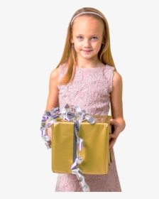 Cute Girl Holding Gift Box Png Image - Girl With Gift Png, Transparent Png, Transparent PNG