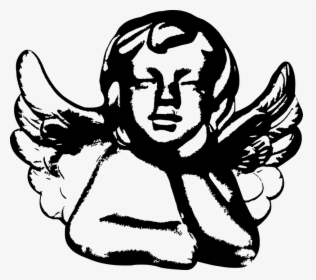 Angel, Baby, Cherub, Leaning, Non-human Beings - Cherub Angel Silhouette, HD Png Download, Transparent PNG