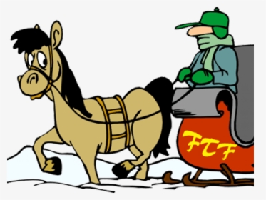 Transparent Sled Clipart - Horse Drawn Cartoon Sleigh Ride, HD Png Download, Transparent PNG