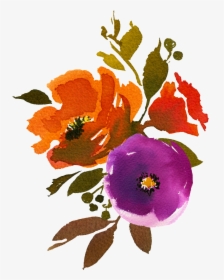 Hand Painted Three Colors Of Watercolor Flowers Png - Colorful Flower Watercolor Png, Transparent Png, Transparent PNG