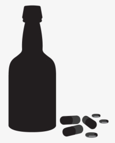 Alcohol With Pills - Glass Bottle, HD Png Download, Transparent PNG