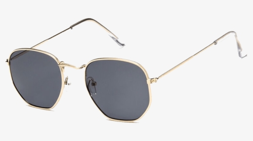 Oculos De Sol Vintage Square Edge Sunglasses Black-min - Gold And Black Round Sunglasses, HD Png Download, Transparent PNG
