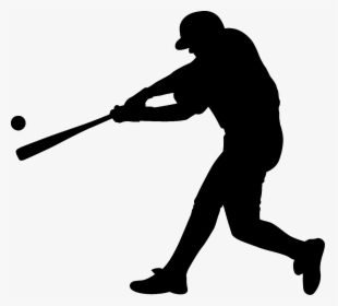 Silhouette Black Baseball Player Swinging Bat - Transparent Baseball ...