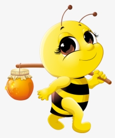 Transparent Cartoon Bee Png - Cartoon Honey Bee Drawing, Png Download, Transparent PNG