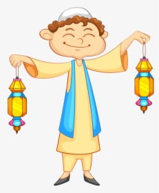 Muslim Islam Clip Art Muslim Boy - Eid Mubarak Png Cartoon, Transparent Png, Transparent PNG