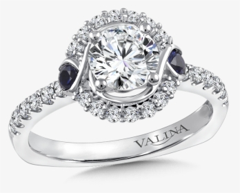 Valina Diamond And Blue Sapphire Halo Engagement Ring, HD Png Download, Transparent PNG