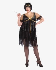 1920s Flapper Costume Dress Roaring Twenties - Great Gatsby Plus Size Flapper Dress, HD Png Download, Transparent PNG