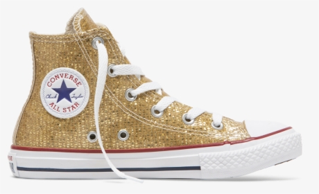 Chuck Taylor All Star Sparkle Junior High Top Gold - Silver Converse With Heels, HD Png Download, Transparent PNG